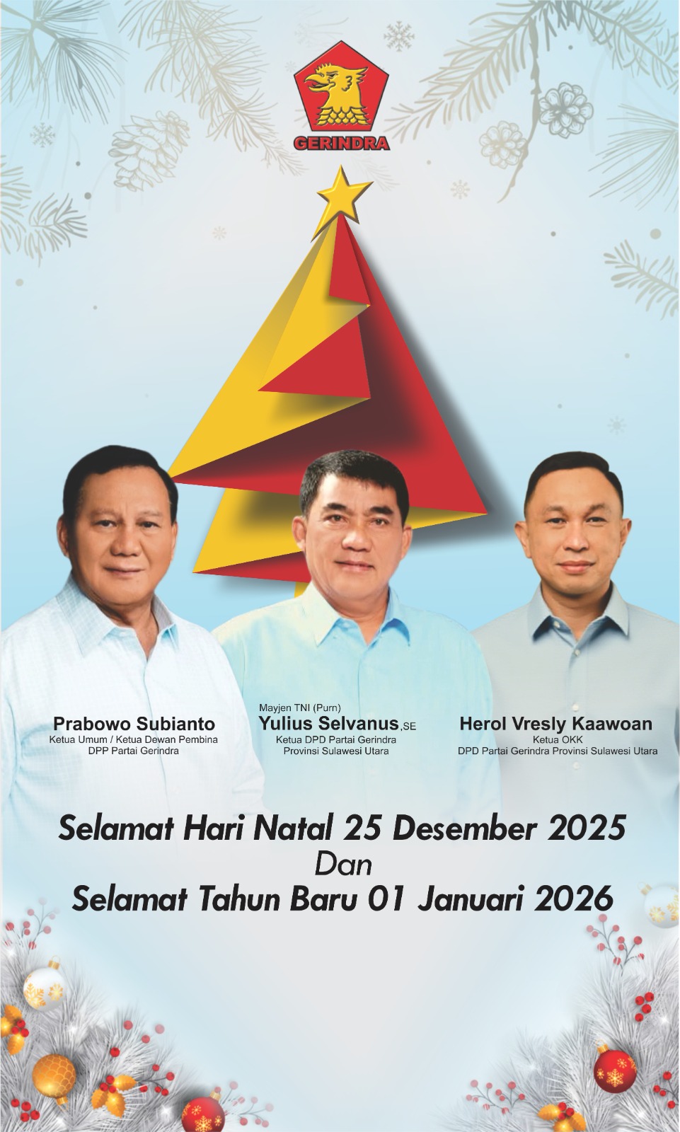 Natal 2025, HVK Doakan Prabowo hingga YSK Dalam Lindungan Tuhan